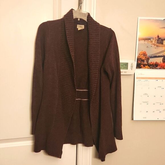 L.L. Bean Women's Brown Open Front Longsleeve Cardigan Size M - Picture 1 of 8